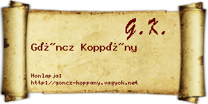 Göncz Koppány névjegykártya